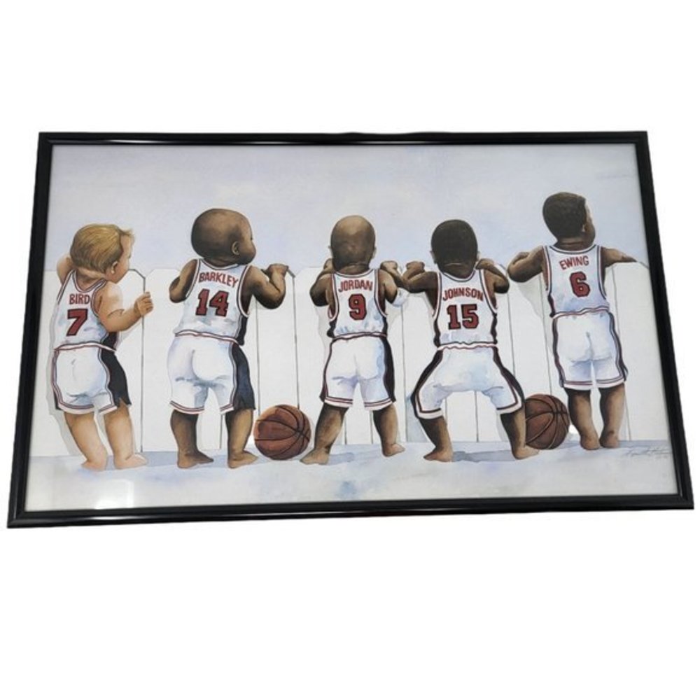Team USA Baby Framed Photo Bird Barkley Jordan Magic Ewing‎ 15.75.x9.75x.75